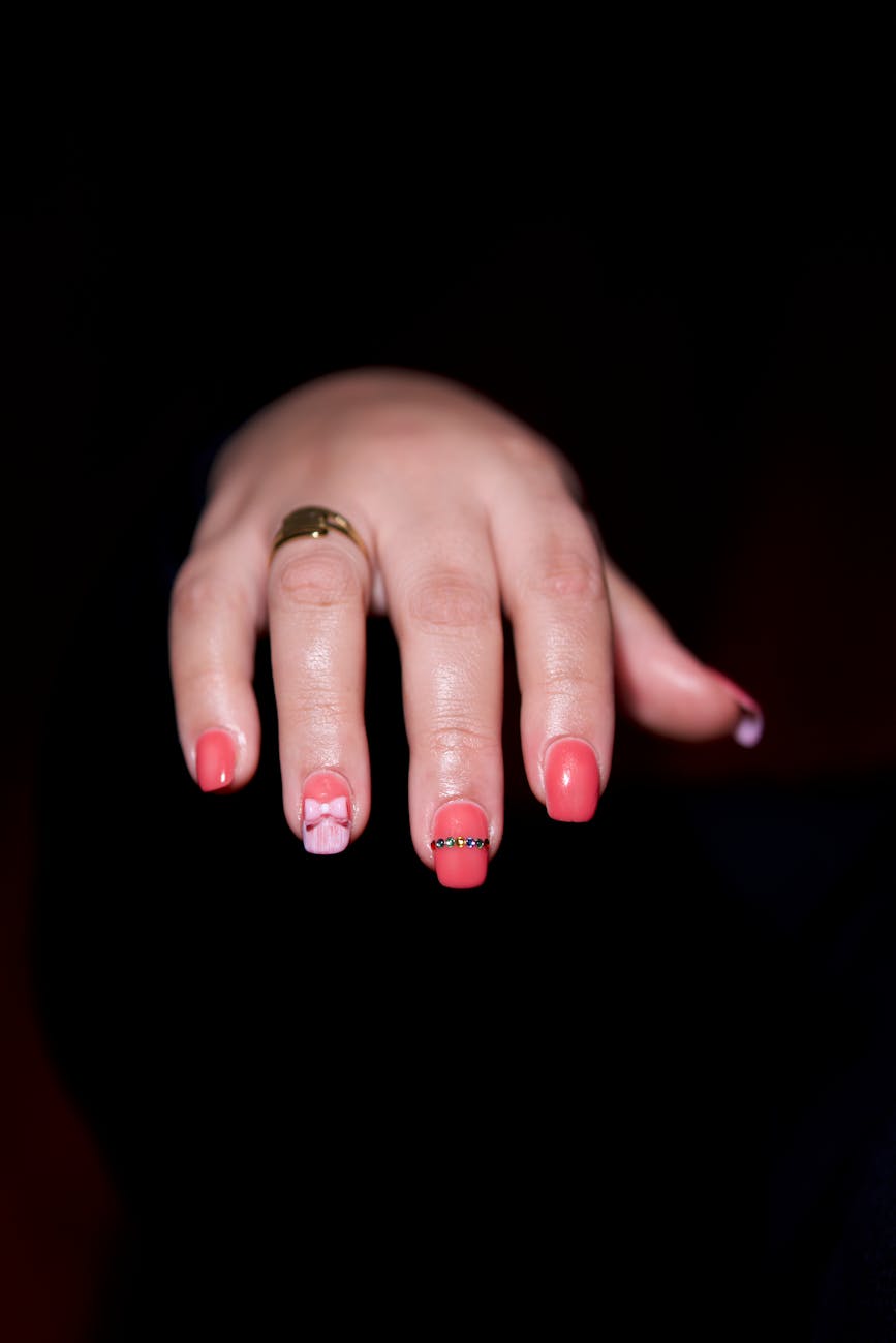 Coral Almond Nails